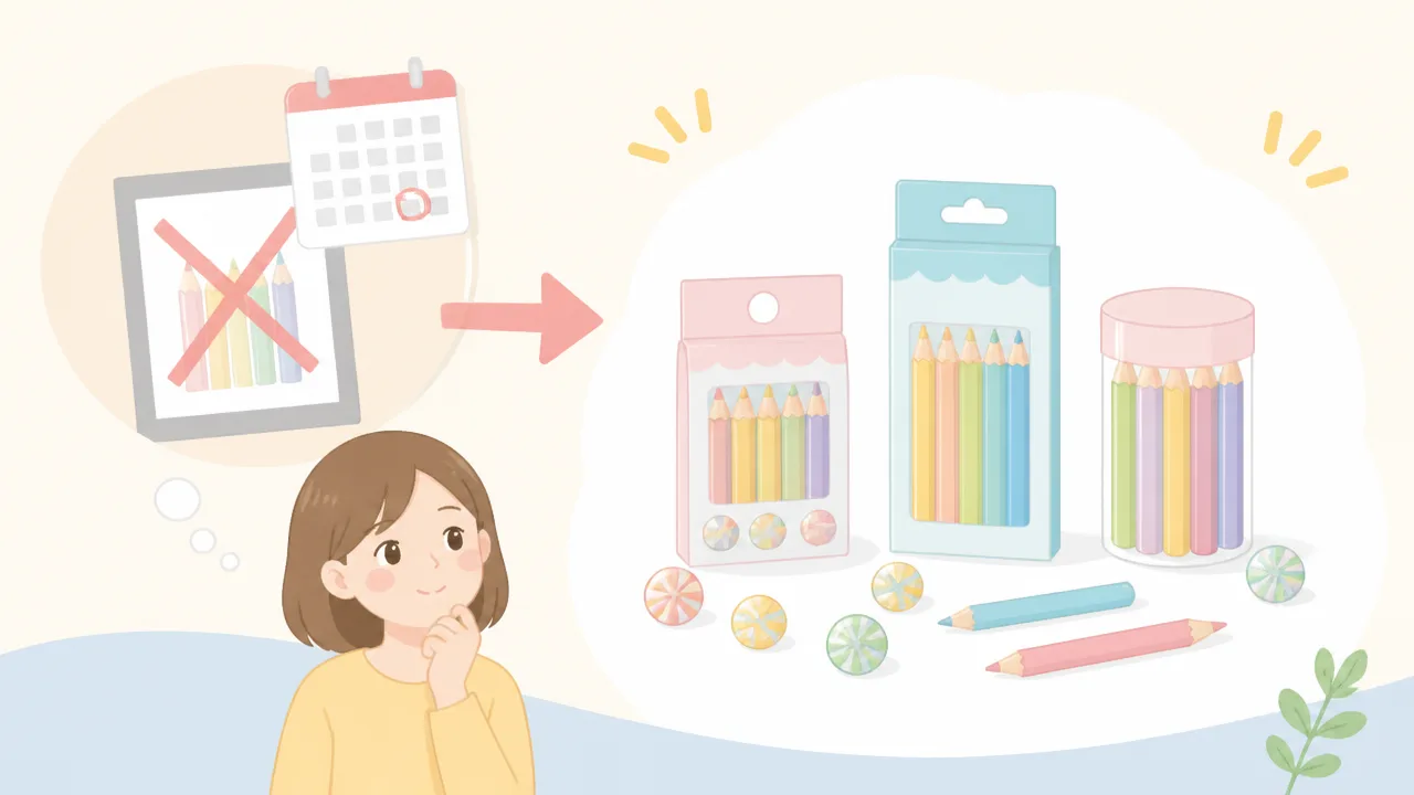 2019年の終了情報と2021年の商品発売を比較するイラスト
